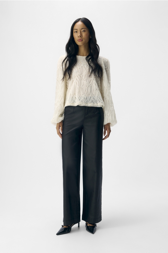 OBJMELBA LISA WIDE COATED PANT NOOS 23045831 BLACK